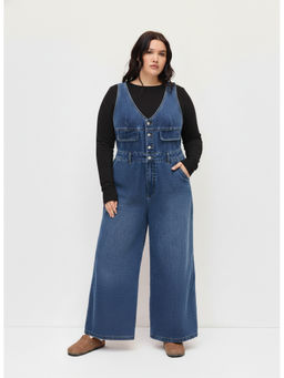 Cider - Denim V-Neck Knotted Wide Leg Jumpsuit Curve & Plus