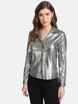 Kazo - Frost Grey Cuban Collar Detail Shirt