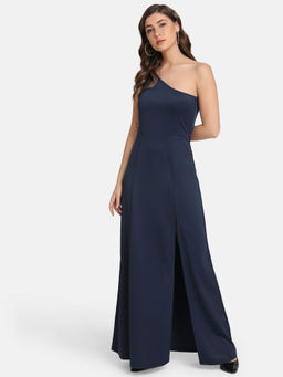 Kazo - Navy Blue One Shoulder Embellished Maxi Dress