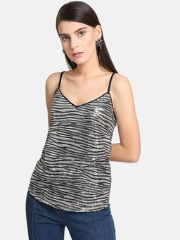 Kazo - Grey Combo Pixie Shimmer Singlet Top
