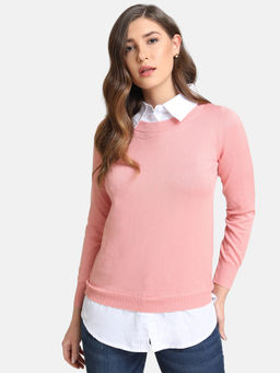 Kazo - Pink Solid Sweater