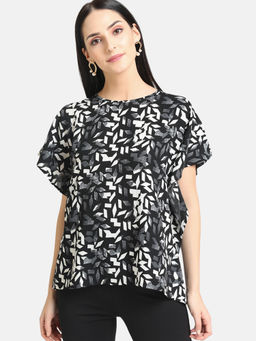 Kazo - Black White Combo Printed Kaftan Top