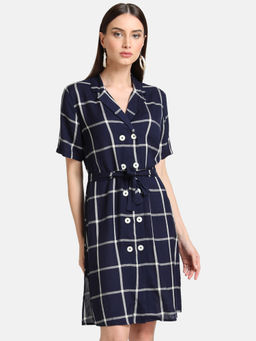 Kazo - Navy Blue Button Down Shirt Dresss