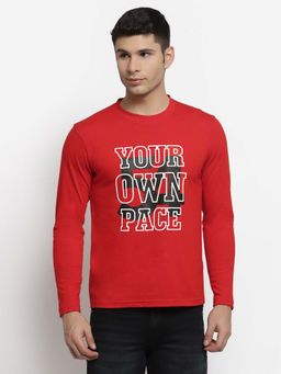 Club York - Men Red Printed T-Shirt