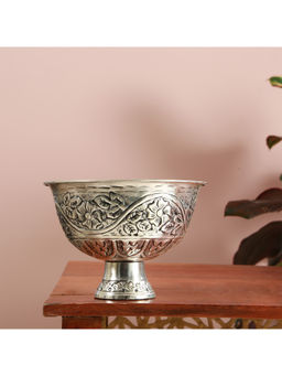 Manor House - Etched Silver Finish Bowl 6.2 inch tall