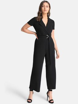 Kazo - Black Notch Collar Jumpsuit