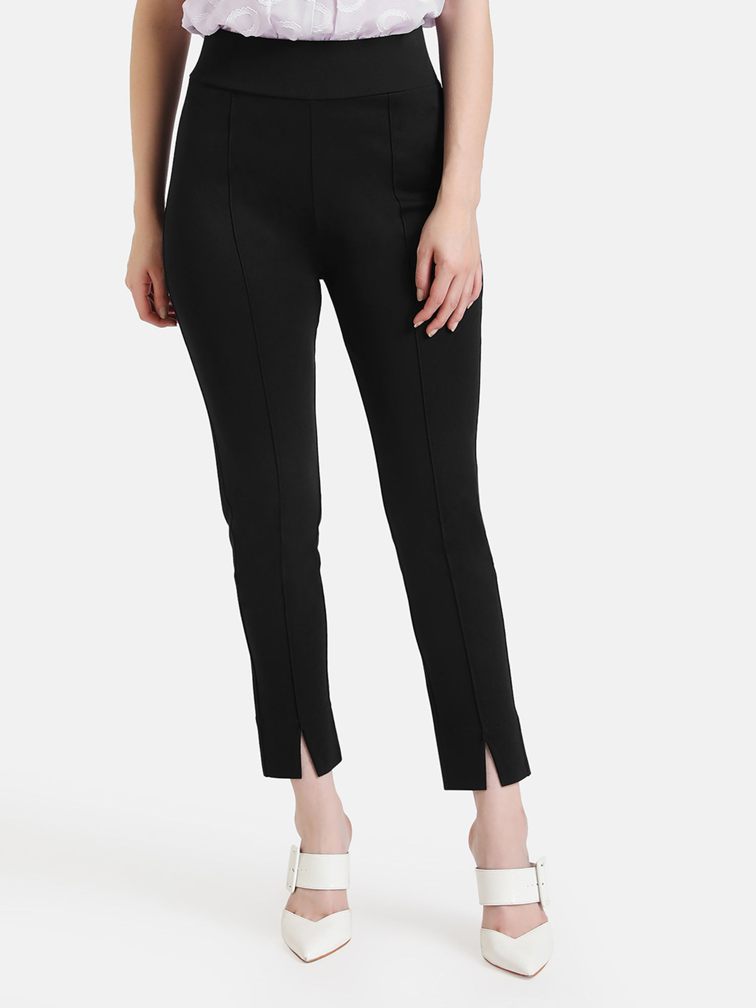 KAZO Black Jegging With Hem Slit Detail 