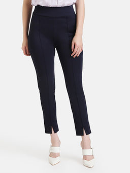 Kazo - Navy Blue Jegging With Hem Slit Detail
