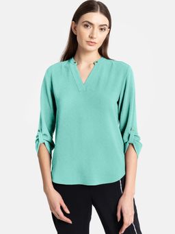 Kazo - Aquifier V Neck Sleeve Turn Up Top