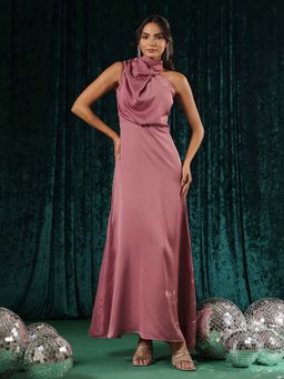 B'Infinite - Blush One Shoulder Halter Gown