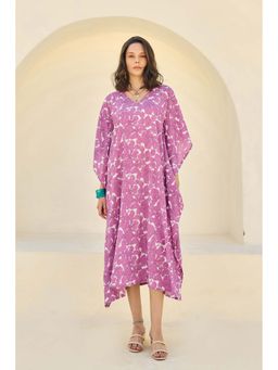Prakriti Jaipur - Purple Floral Kaftan Dress