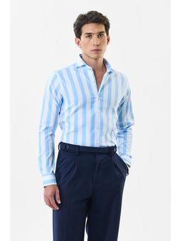 Snitch - Men Blue Stripes Formal Shirt