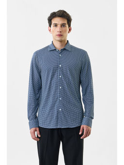 Snitch - Men Navy Blue Checks Casual Shirt