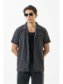 Snitch - Men Charcoal Textured Casual Shirt