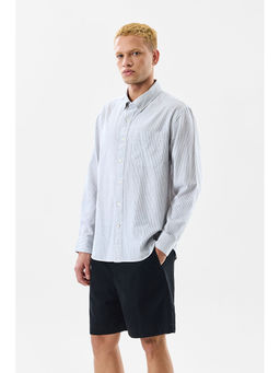 Snitch - Men Grey Stripes Casual Shirt
