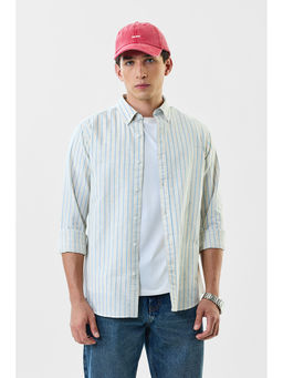 Snitch - Men Blue Stripes Casual Shirt