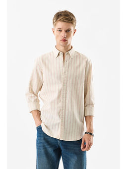 Snitch - Men Pink Stripes Casual Shirt