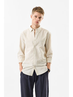 Snitch - Men Grey Stripes Casual Shirt