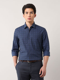 Arrow - Men Navy Blue Checks Formal Shirt
