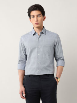 Arrow - Men Blue Self Design Formal Shirt