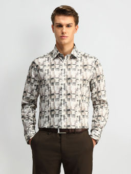 Arrow - Men Off White Abstract Formal Shirt