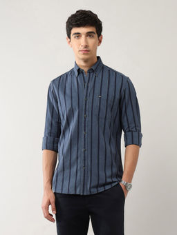 Arrow Sports - Men Blue Stripes Casual Shirt