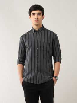 Arrow Sports - Men Grey Stripes Casual Shirt