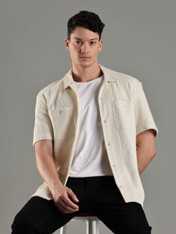 Tommy Hilfiger - Men Beige Textured Casual Shirt