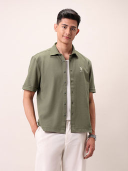 U.S. Polo Assn. Denim Co. - Men Olive Textured Casual Shirt