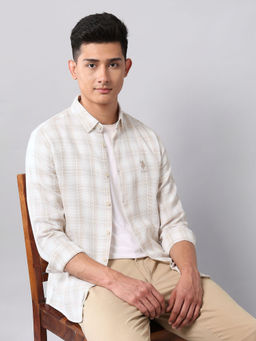 U.S. Polo Assn. Denim Co. - Men Beige Checks Casual Shirt