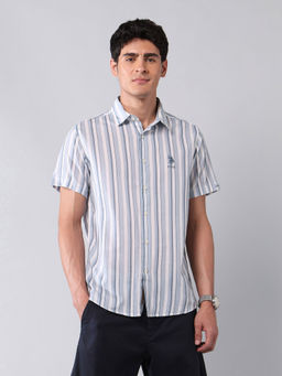 U.S. Polo Assn. Denim Co. - Men Blue Stripes Casual Shirt