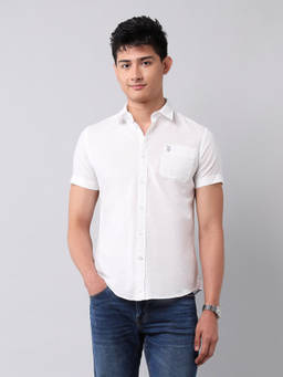 U.S. Polo Assn. Denim Co. - Men White Solid Casual Shirt