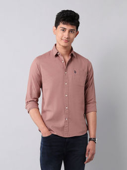 U.S. Polo Assn. Denim Co. - Men Mauve Solid Casual Shirt
