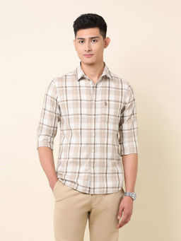 U.S. POLO ASSN. - Men Beige Checks Casual Shirt
