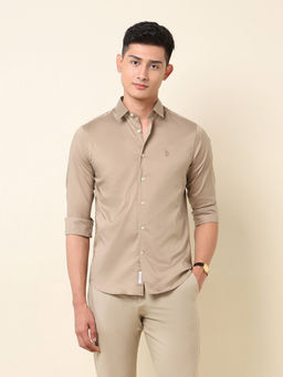 U.S. POLO ASSN. - Men Brown Solid Casual Shirt