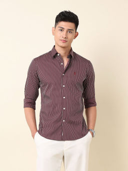 U.S. POLO ASSN. - Men Maroon Stripes Casual Shirt