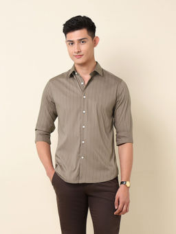 U.S. POLO ASSN. - Men Brown Stripes Casual Shirt