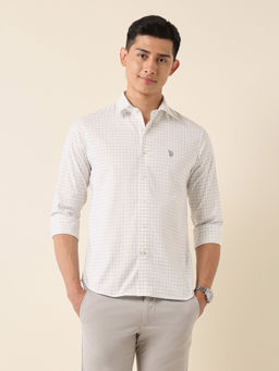 U.S. POLO ASSN. - Men Off White Checks Casual Shirt