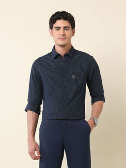 U.S. POLO ASSN. - Men Navy Blue Printed Formal Shirt