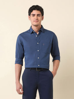 U.S. POLO ASSN. - Men Navy Blue Solid Formal Shirt