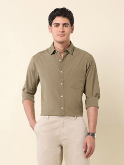 U.S. POLO ASSN. - Men Olive Solid Formal Shirt