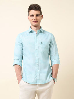 U.S. POLO ASSN. - Men Blue Solid Casual Shirt
