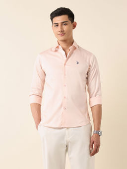 U.S. POLO ASSN. - Men Peach Solid Casual Shirt