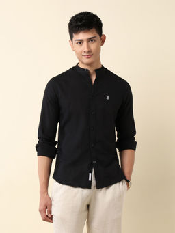 U.S. POLO ASSN. - Men Black Solid Casual Shirt