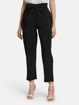 Kazo - Black Paper Bag Pant With Belt