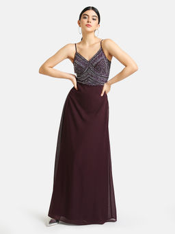 Kazo - Purple Embellished Casual Dress