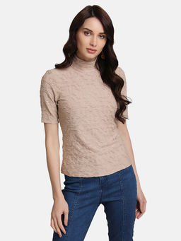 Kazo - Beige Textured Knit Top