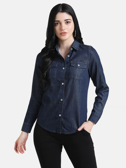 Kazo - Navy Blue Solid Casual Shirt