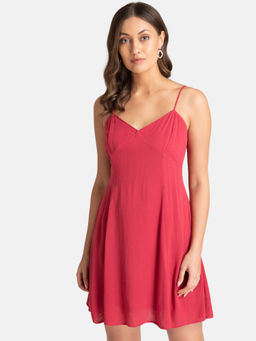 Kazo - Red Sleeveless Mini Dress With A Self Tie