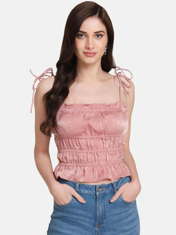 Kazo - Dusty Rose Solid Crop Top